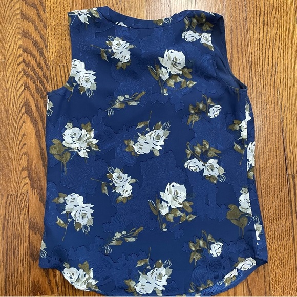 Talbots Blue White Floral Print Dress Tank Blouse Size Extra Small - Picture 6 of 7